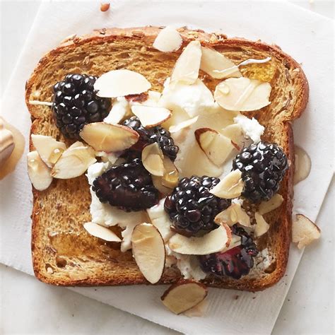 Goat Cheese Blackberry And Almond Topped Toast Recipe Eatingwell