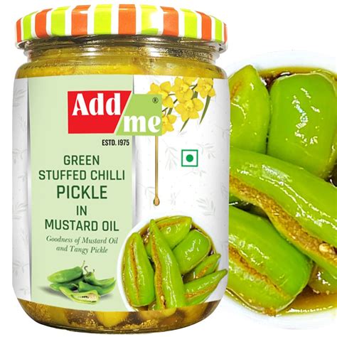 Add Me Homemade Stuffed Green Chilli Pickle 500gm Rajasthani Hari Mirch