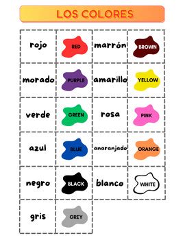 Los Colores Colors In Spanish English Coloring Page Printable