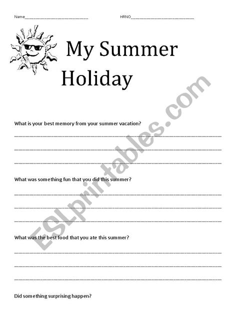 My Summer Holidays Esl Worksheet By Spooner