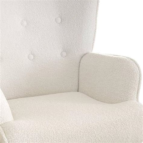 Fauteuil Scandinave Pouf Lylou Tissu Bouclette Lain E Cr Me