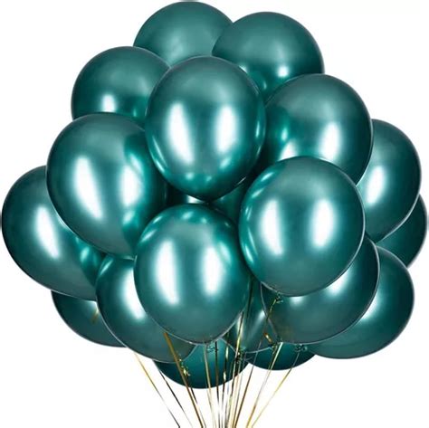 50 Globos Verde Cromado Metálicos Metalizados Látex R12 MercadoLibre