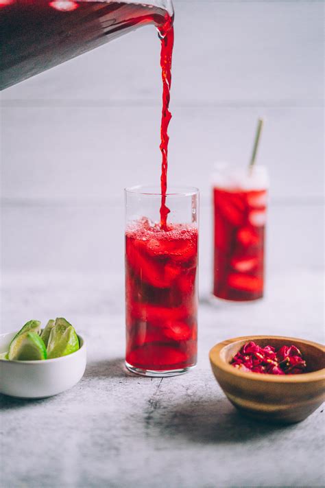 Hibiscus Rose Iced Tea Rose Agua De Jamaica My Moonstone Kitchen