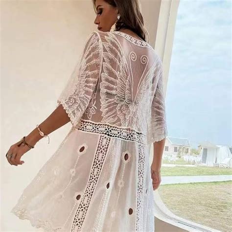 Sexy Crochet Dress Beach Short Skirt Solid Color Seaside Bikini Outer Sunscreen Blouse