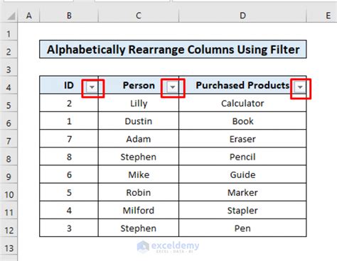 How To Rearrange Columns Alphabetically In Excel Methods