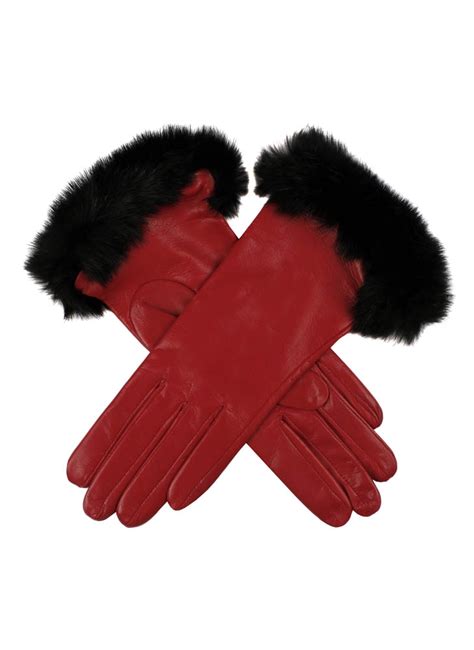 Dents Ladies Silk Lined Hairsheep Leather Gloves With Fur Cuffs