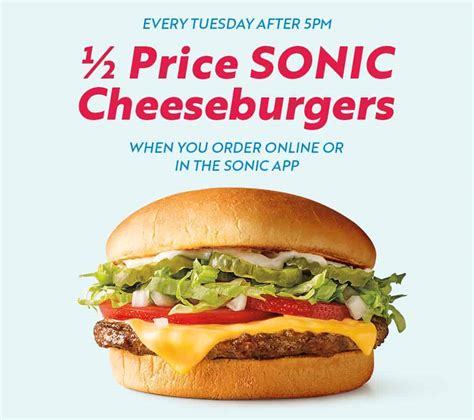 Sonic Drive In Enjoy 50 Off Cheeseburgers Every Tuesday Night