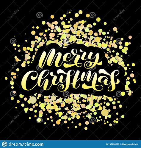 Merry Christmas Brush Lettering Vector Stock Illustration For Poster