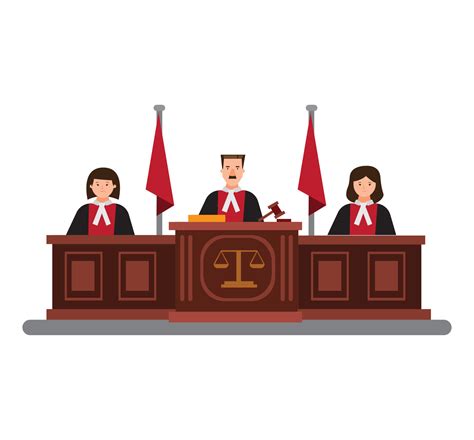 Judge In Courtroom Judical Cort Flat Illustration Vector 4599918
