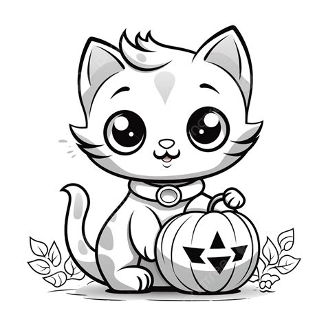 Desenho De P Gina Para Colorir Halloween Lindo Gato Preto Em