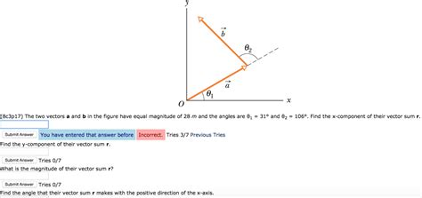 Solved The Two Vectors A And B In The Figure Have Equal