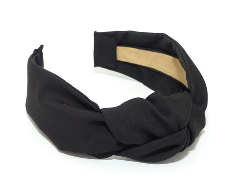 Knotted Headband Black Cotton Silk Polina Couture