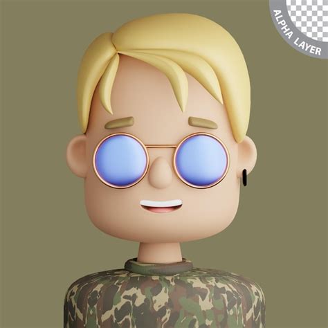 Avatar de dessin animé 3D de jeune homme souriant PSD Premium