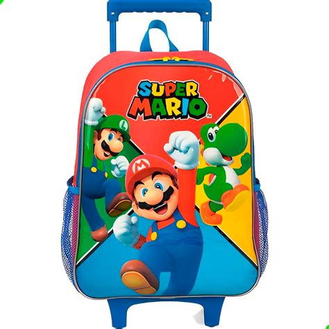 Mochila Super Mario De Rodinhas Infantil Escolar Luxcel Tem Tem