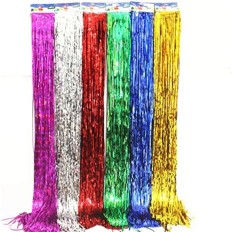 10pcs Lot 1m 15cm Metallic Fringe Curtain Party Foil Tinsel Room Decor