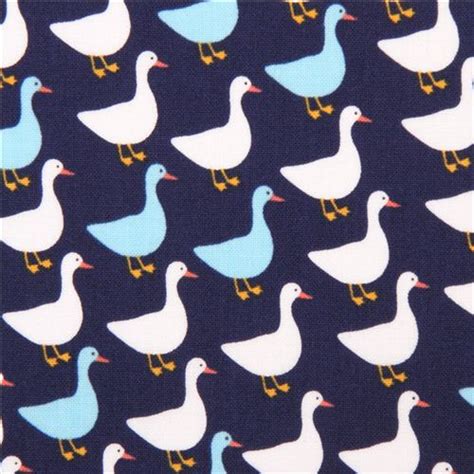 Navy Blue Mini Goose Duck Fabric Urban Zoologie By Robert Kaufman Usa