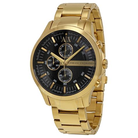 Armani Exchange Black Dial Chronograph Gold-plated Stainless Steel ...