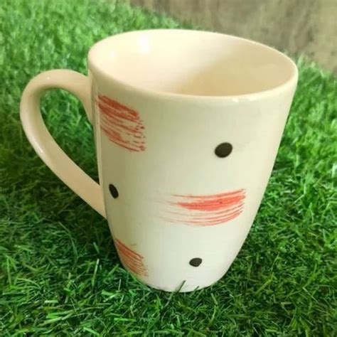 White 300ml Printed Ceramic Coffee Mug For Gifting Size Dimension