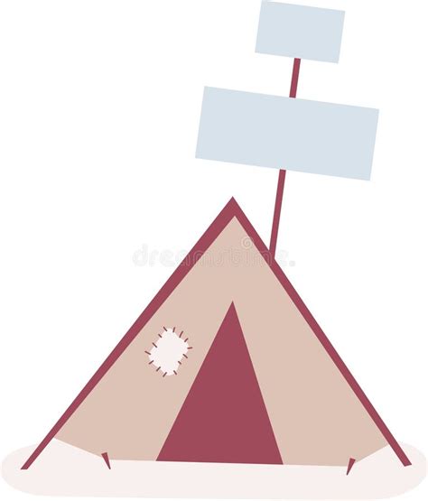 Minimalist Vector Illustration Featuring A Camping Tent With Two Blank