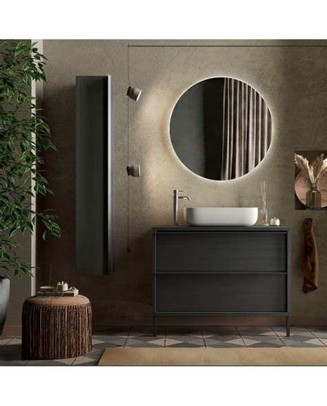 Mobile Bagno A Terra Nero Frassinato Steel