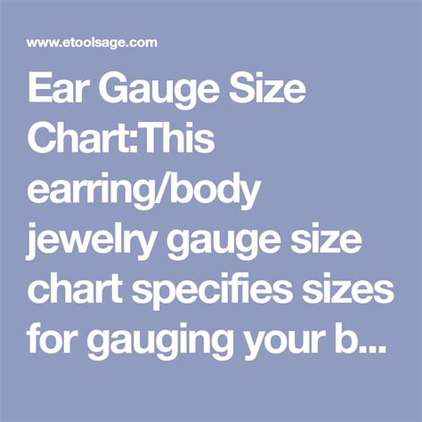 Ear Gauge Size Chart This Earring Body Jewelry Gauge Size Chart