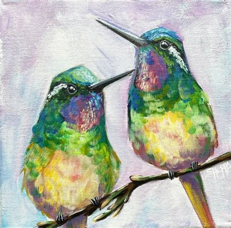 Two Hummingbirds How To Paint Acrylics For Beginners Paint Night At