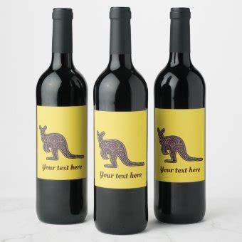 Kangaroo Mosaic Wine Label | Zazzle