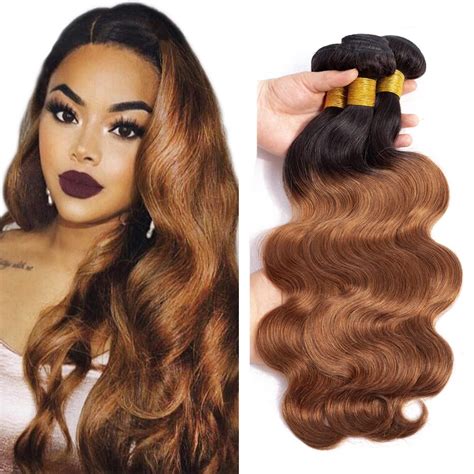 Amazon B Body Wave Bundles Human Hair Ombre Brown Bundles