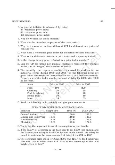 Ncert Book For Class 11 Economics Statistic Economics Chapter 8 Index Numbers Indcareer Schools