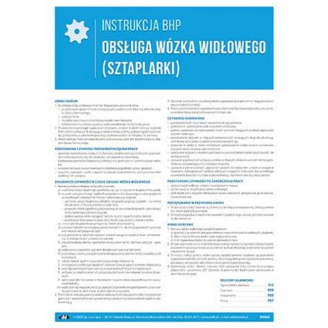 Instrukcja Bhp Obs Uga W Zka Wid Owego Sztaplarki