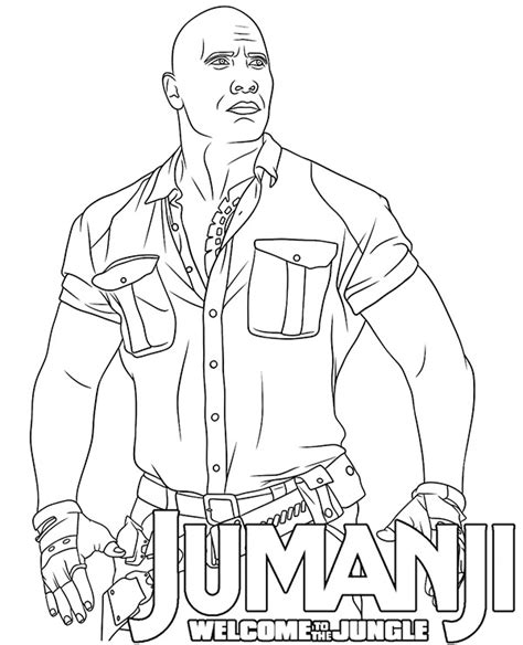 Jumanji Coloring Page Dwayne Johnson