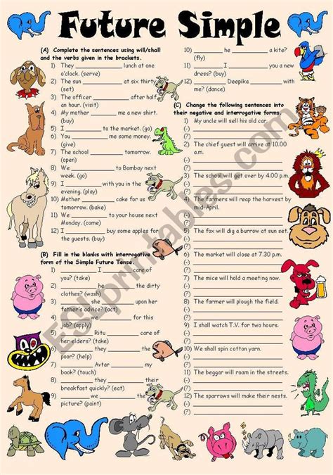 Exercises On Future Simple Tense Editable With Key Esl Worksheet By