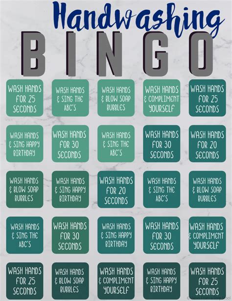 Handwashing Bingo Free Printable Game For Kids Views From A Step Stool