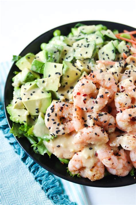 Shrimp Avocado Salad With Miso Dressing The Forked Spoon