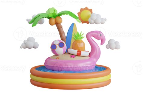 Flamingo Inflatable Toy Watermelon Palm Trees Shell Ball Beach Beautiful Summer On Tropical