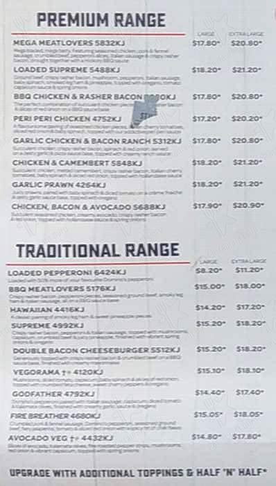 Menu At Dominos Pizza Caringbah Pizzeria Caringbah 369 Port Hacking Rd