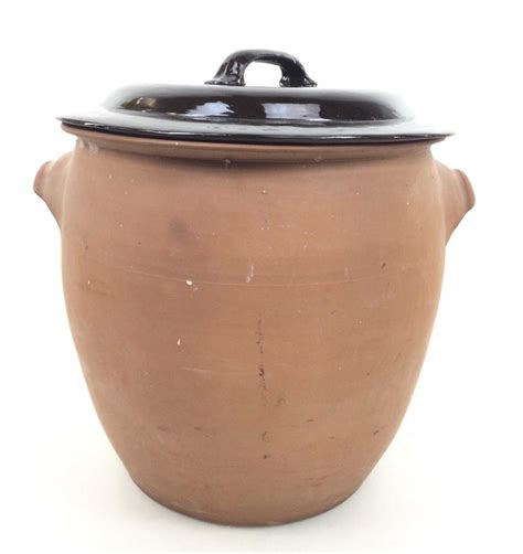 Lot Large Bendigo Terra Cotta Bread Crock