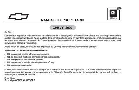 2003 Chevrolet Chevy Mexico Users Manualpdf 12 Mb