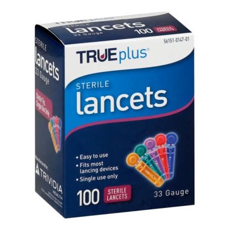 TRUEplus Incision Device Lancet for Lancing Device 33 Gauge Needle 1 Box(s), 100 /Box, 100 ct ...