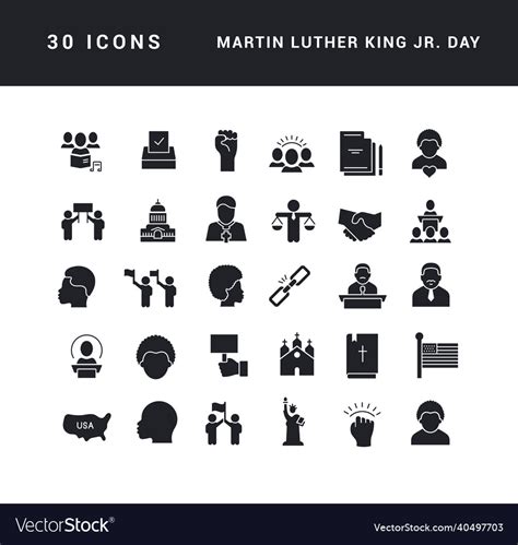 Set Of Simple Icons Martin Luther King Jr Day Vector Image