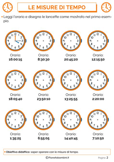 Tabella Ed Esercizi Sulle Misure Di Tempo Pianetabambini It