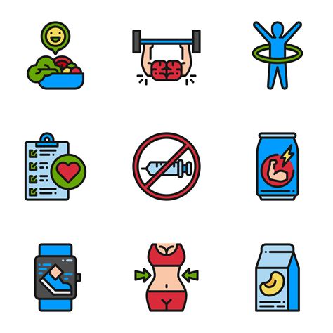 Fitness and healthy filled outline icon set. 5304135 Vector Art at Vecteezy