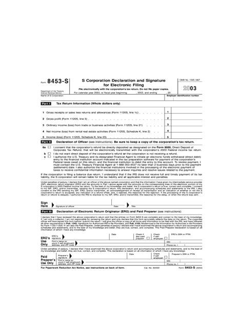 Irs Form 8453 Fillable Printable Forms Free Online