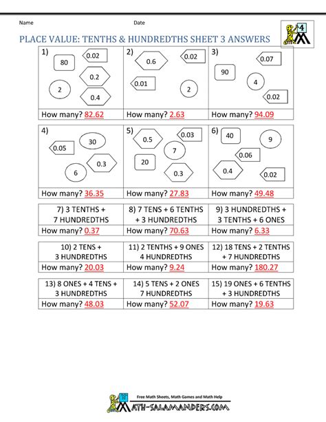 Printable Place Value Worksheets 4th Grade