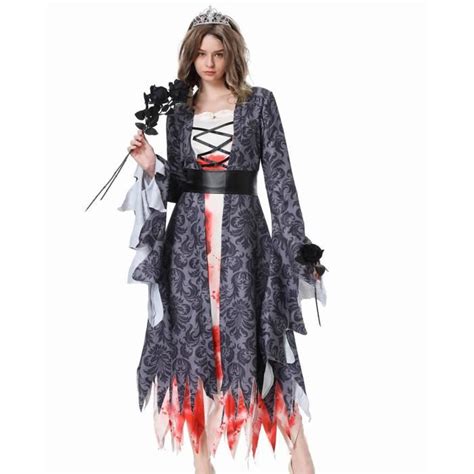 Robe cosplay Halloween Sasaquoy à col carré pour femmes Gris