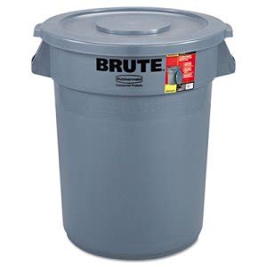 Rubbermaid® Brute 32 Gallon Trash Can with Lid, Gray RCP863292GRA