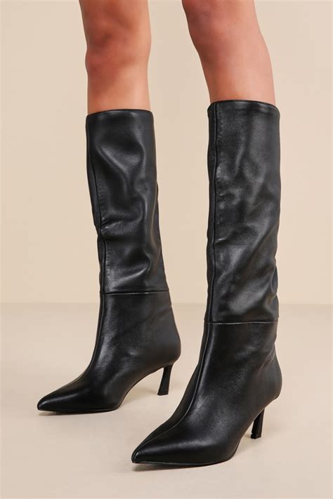 Steve Madden Lavan Black Leather Boots Knee High Boots Lulus