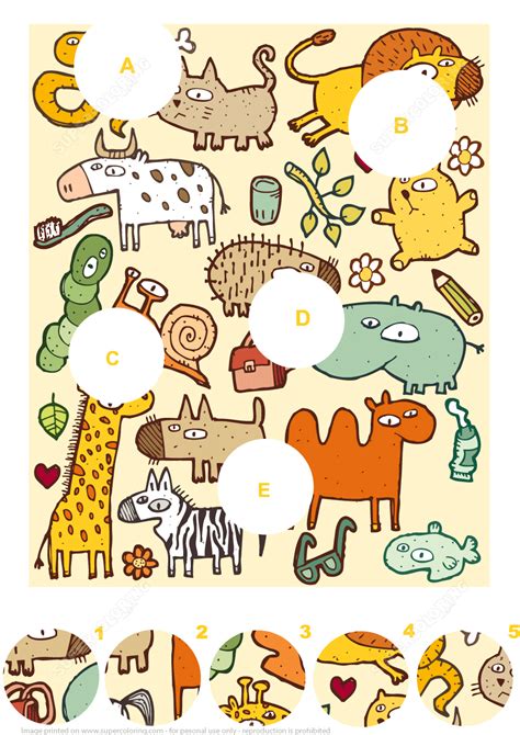 Match Pieces Of Animals Puzzle Free Printable Puzzle Games