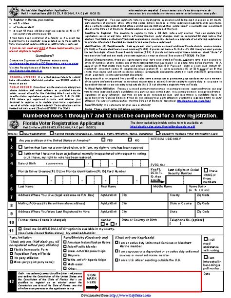 Florida Voter Registration Application Pdfsimpli