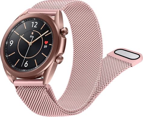 Amzpas für Samsung Galaxy Watch 3 41mm Armband Edelstahl Mesh Metall